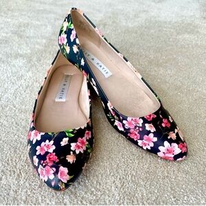 Black Floral Flats